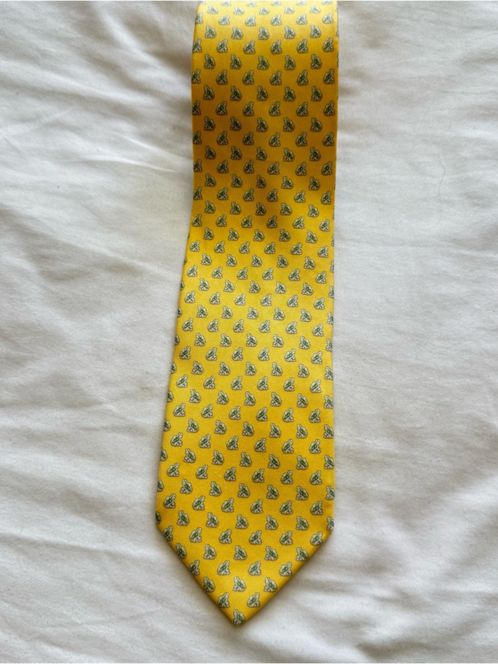 Salvador Ferragamo Yellow frog Patterned Men's Tie